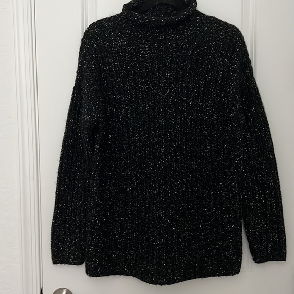 Frye Rollneck Sweater Jet Black Marled Wool Blend Oversized Turtleneck Size XS - Picture 5 of 12